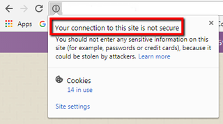 Google Chrome warns users when websites are unsecured
